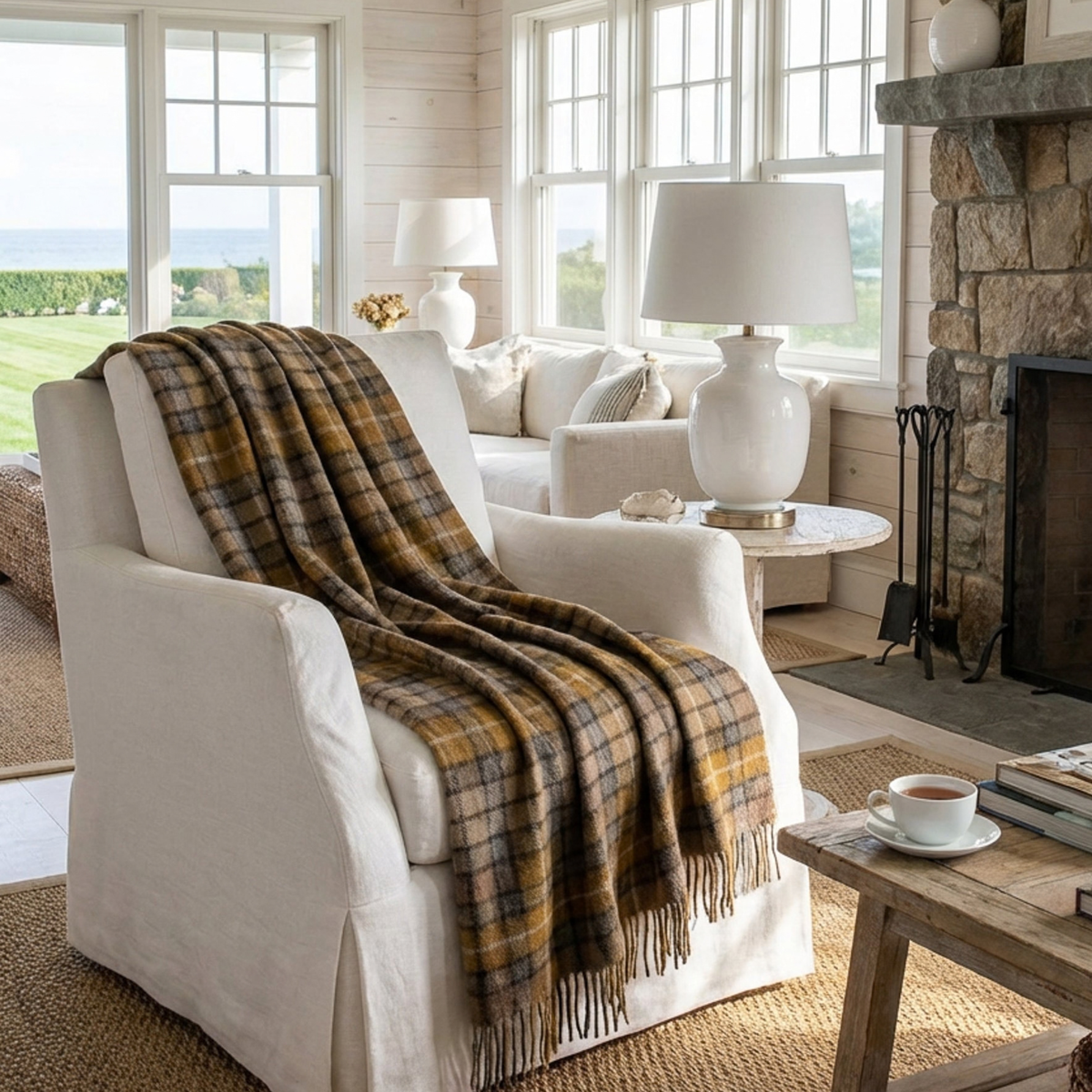 Highland Tweeds Natural Buchanan Pure Wool Throw