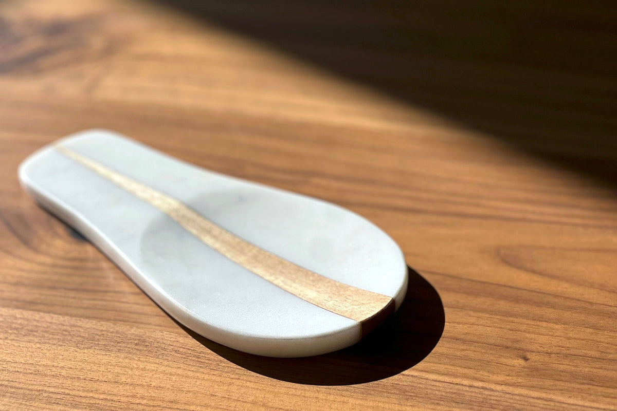 Marble and Wood Spoon Rest