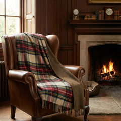 Antiqued Dress Stewart Reversible Merino Wool Throw