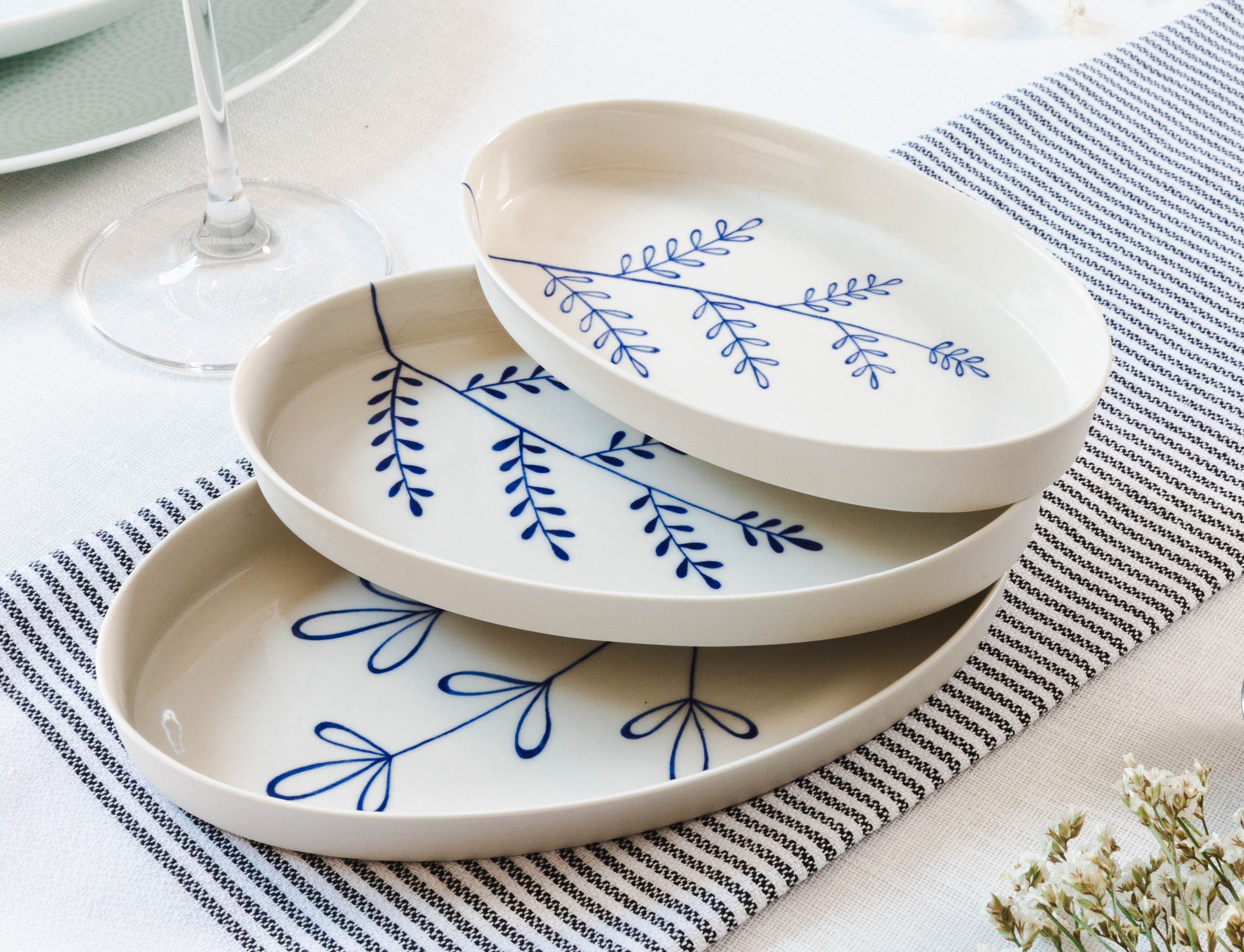 Süheyla Hand-Painted Porcelain Nesting Plates - Atlas & Kiln