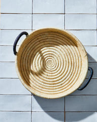 Rwandan Contrast Handle Raffia Tray
