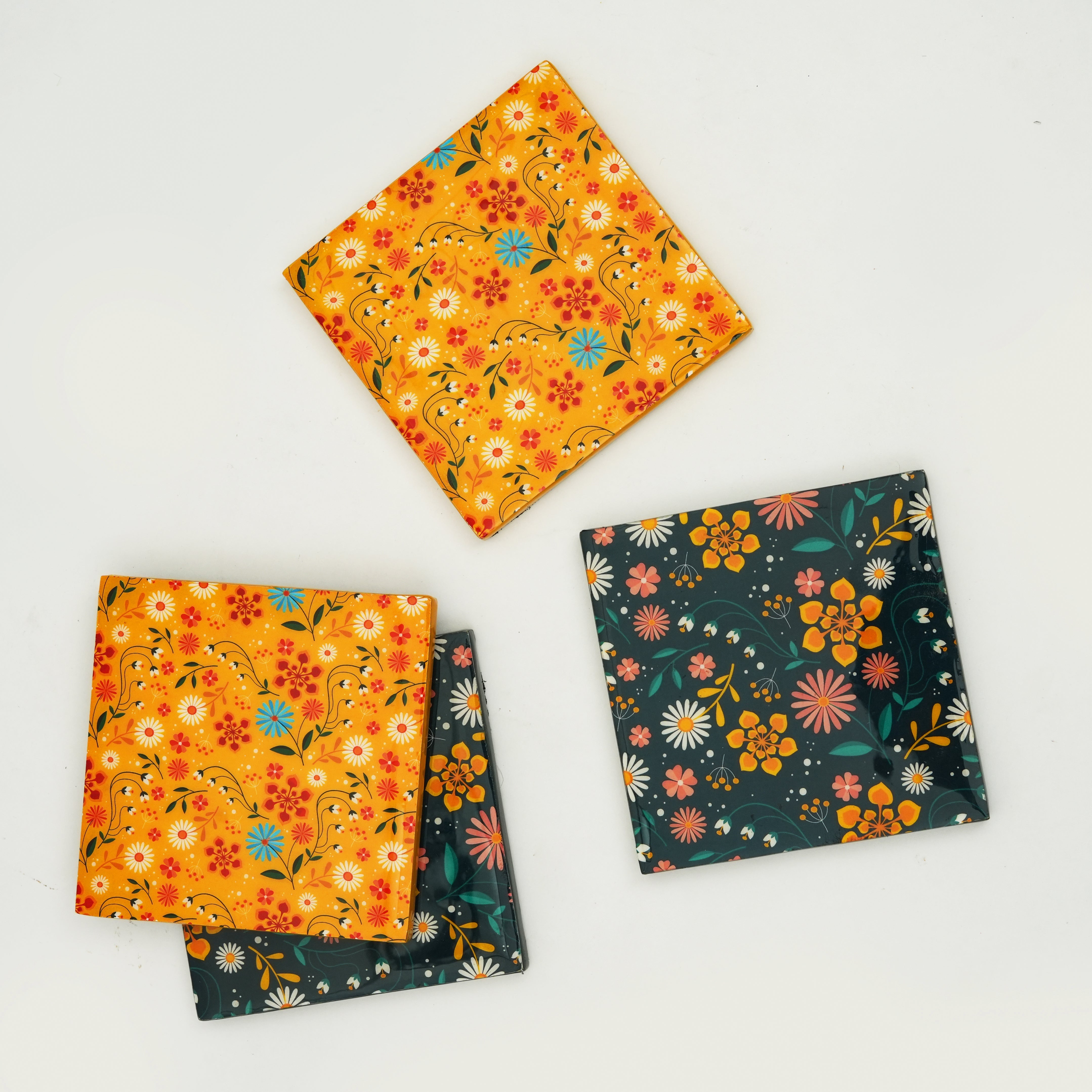Sunburst Bloom Floral Coasters, Set of 4 - Atlas & Kiln