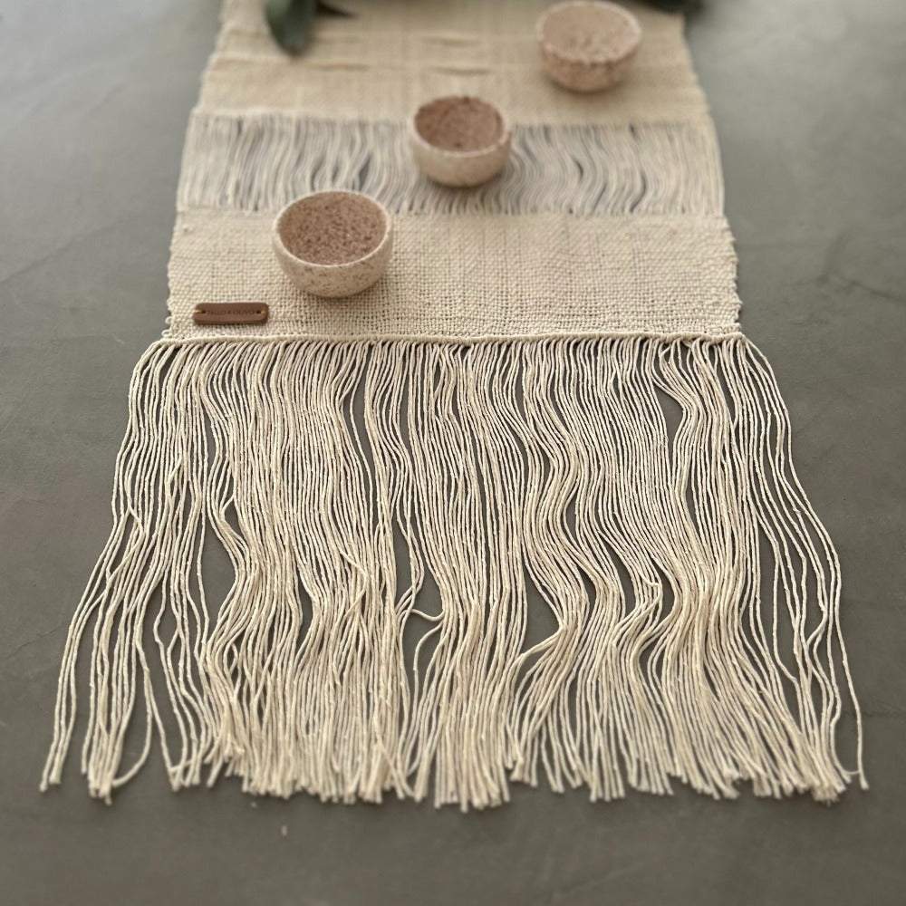 Handwoven White Cotton Table Runner from Colombia - Atlas & Kiln