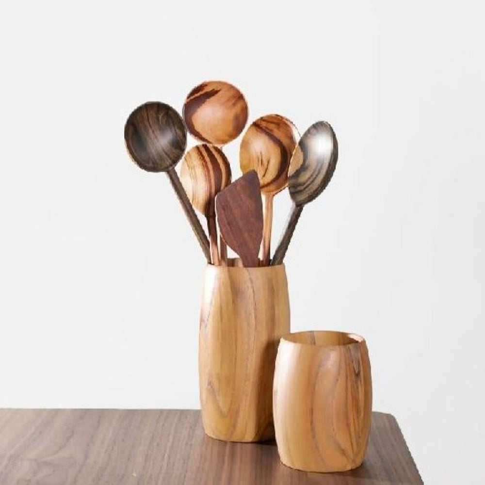 Handcrafted Guatemalan Teak Utensil Holder - Atlas & Kiln
