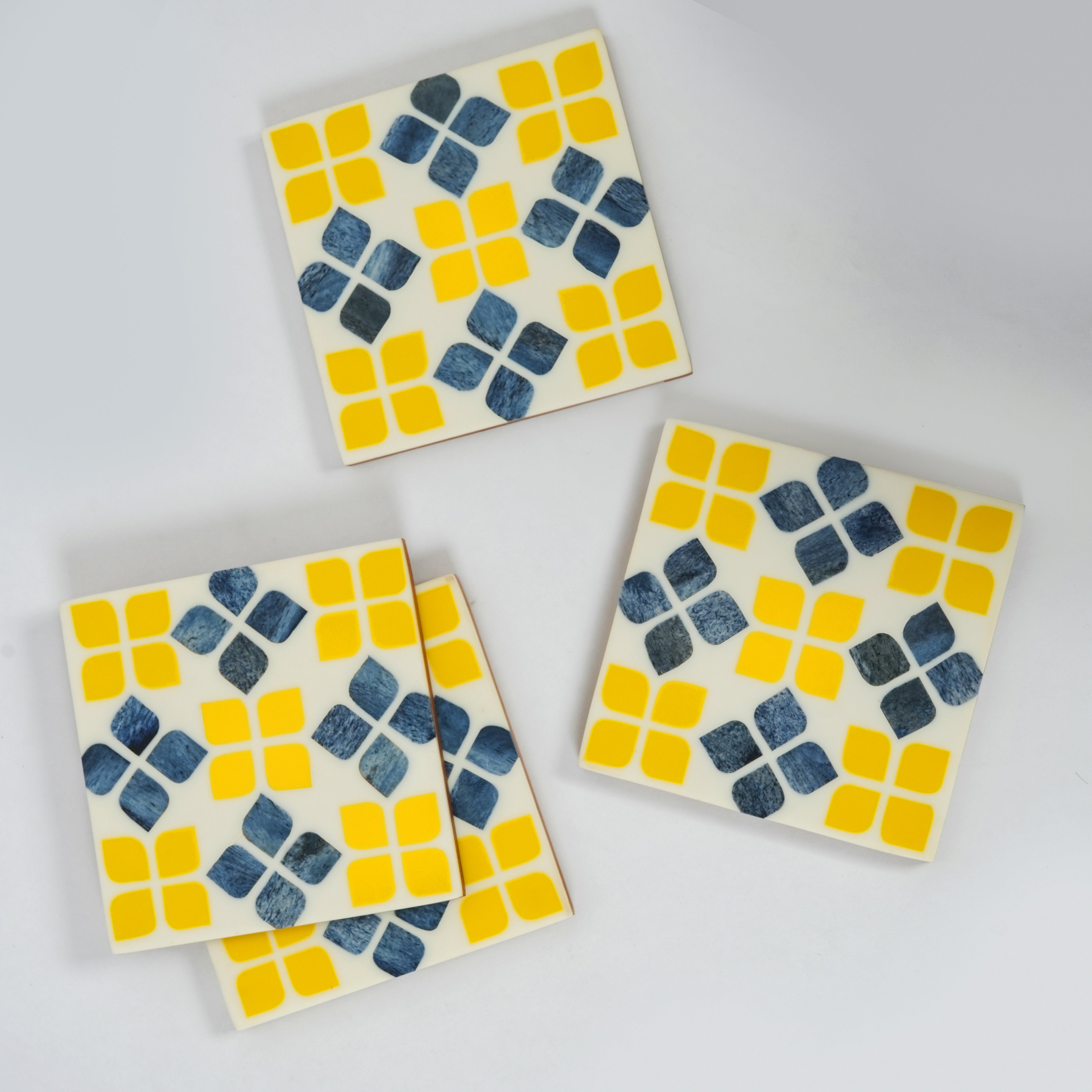 Marigold Mosaic Bone Inlay Coasters – Set of 4 - Atlas & Kiln
