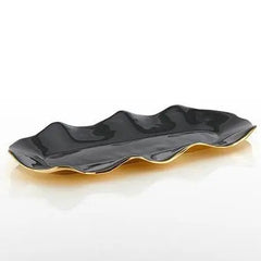 Graphite & Gold Ruffled Serving Tray