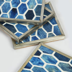Gramercy Blue Bone Inlay Coasters – Set of 4 - Atlas & Kiln