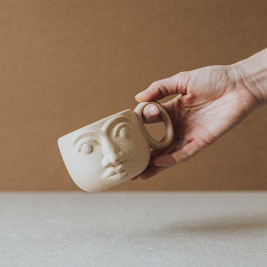 Mexican Sculpted Face Terracotta Mug - Atlas & Kiln