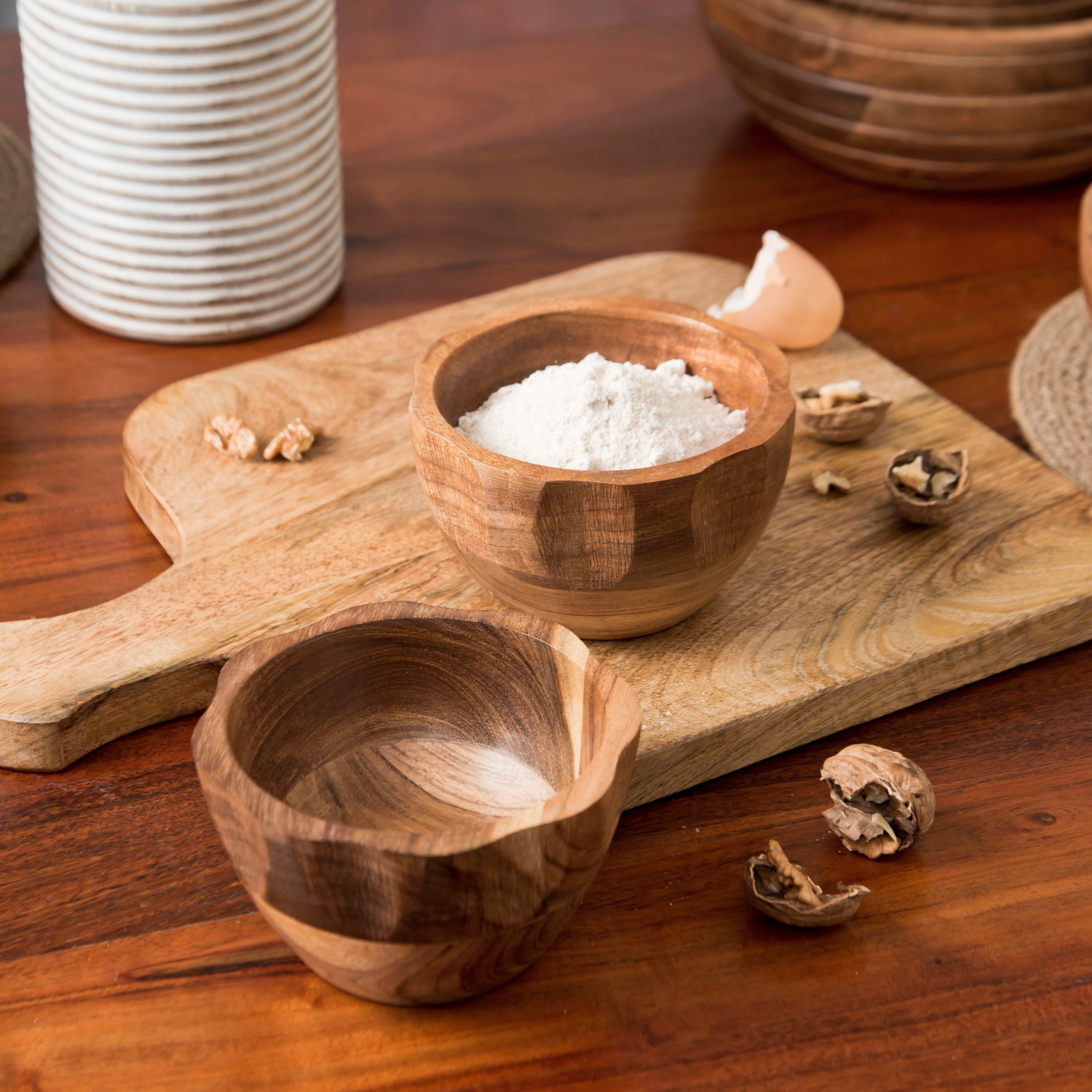 Gravon Handcrafted Acacia Wood Nut Bowls – Set of 2 - Atlas & Kiln