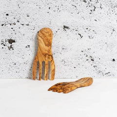 Tunisian Olive Wood Salad Servers Set of Two - Atlas & Kiln