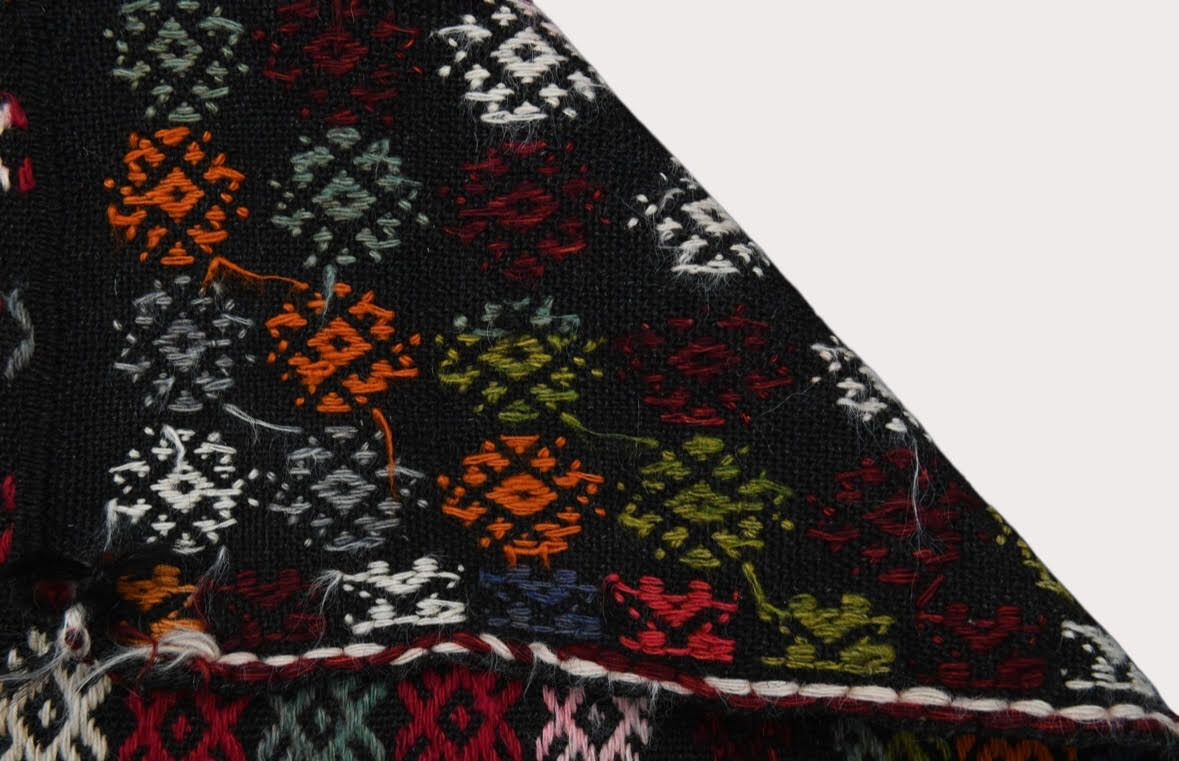 1'7" x 8'7" Vintage Kilim Runner with Hand-Embroidered Detail - Atlas & Kiln