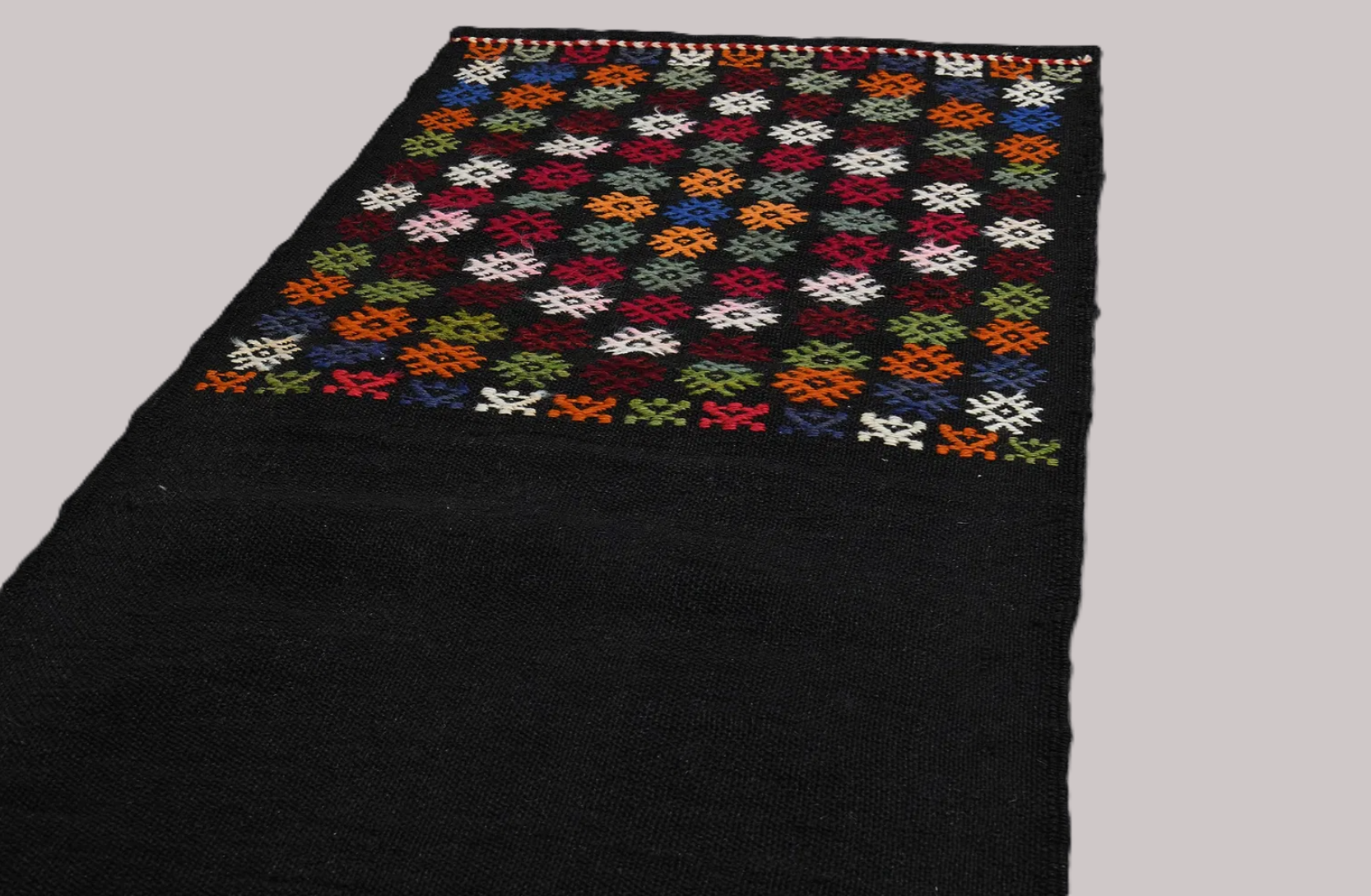 1'7" x 8'7" Vintage Kilim Runner with Hand-Embroidered Detail - Atlas & Kiln
