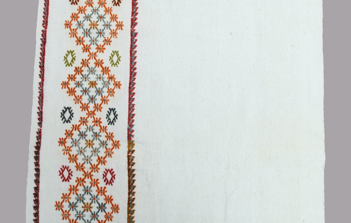 2.4' x 6.5' Vintage Embroidered Turkish Kilim - Atlas & Kiln